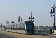 BORDEAUX TRAMS Bordeaux tram crossing the Pont de Pierre